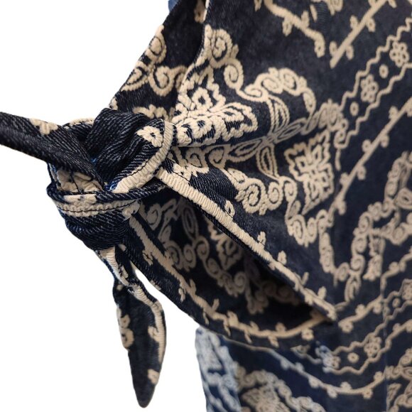 Perceptions Woman dress 2X Navy blue w/ white puff print Tie sleeves Mid-length - Picture 8 of 15